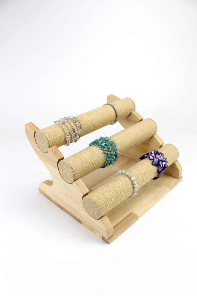 Stojanček, dekolt na náramky 3 poschodia sisálová textilia