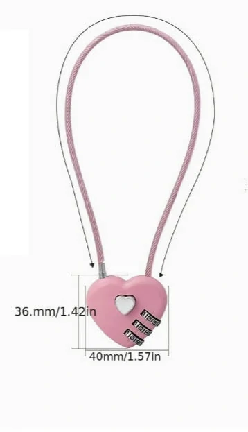 Lankový numerický zámok srdca ružový 30cm
