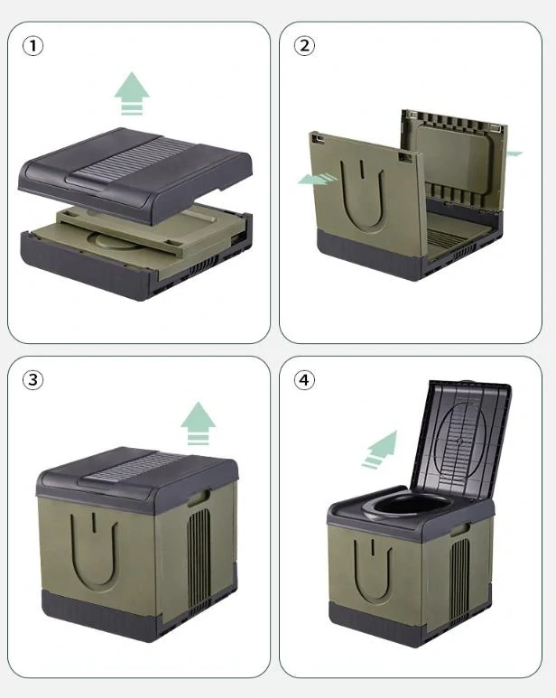 Skladací kempingový záchod, toaleta sivá 41cm