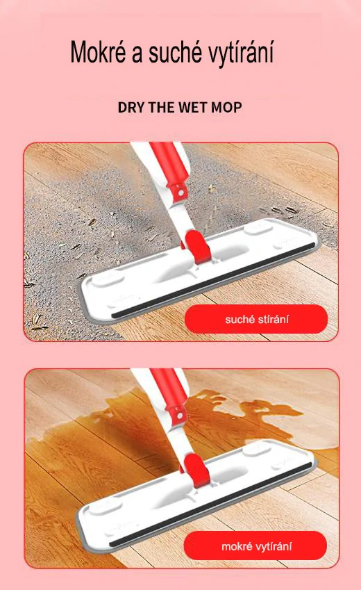 Mop s rozprašovačom 3x poťah, biely červený