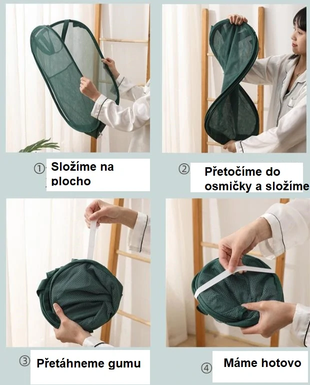 Skladací práčovný kôš sivý plochý 58x36cm