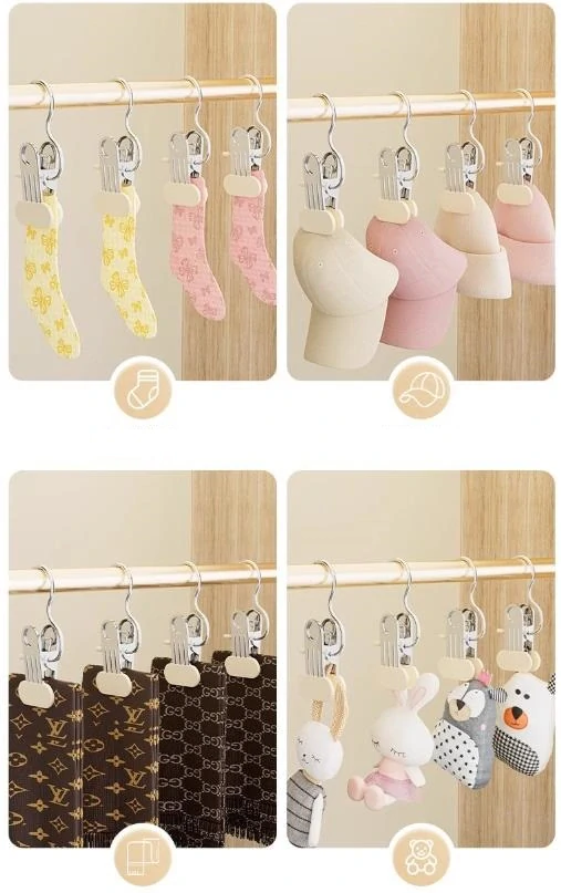 Vešiak s klipom na oblečenie široký, béžová, 5ks