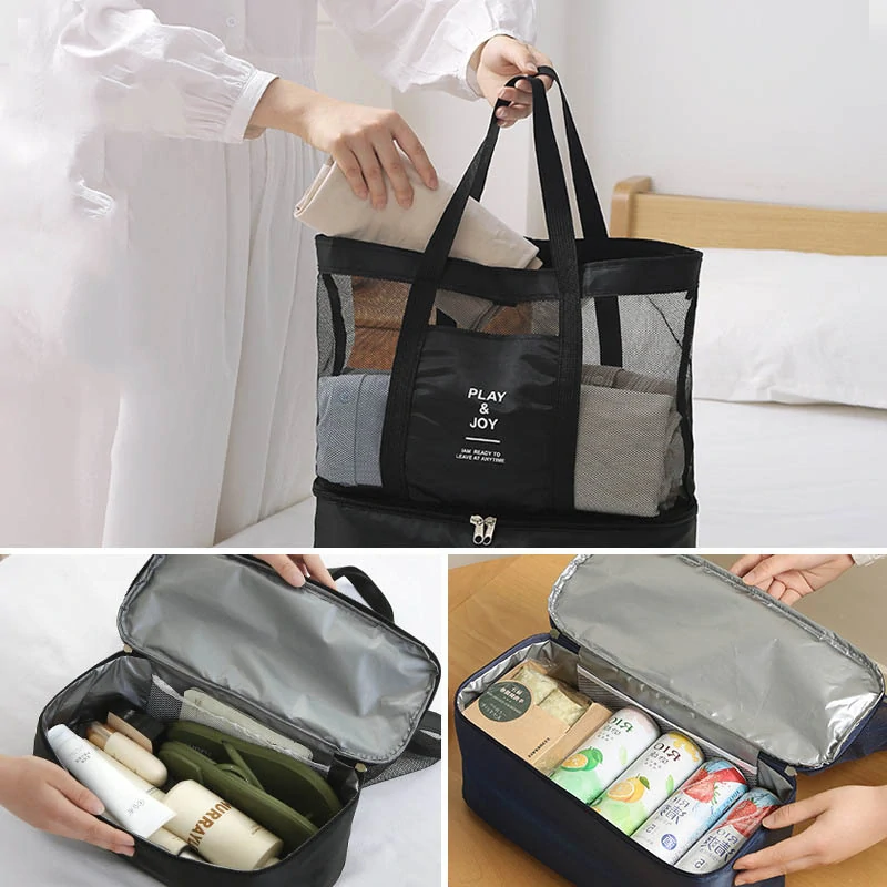 Plážová taška s termo priehradkou - modrá