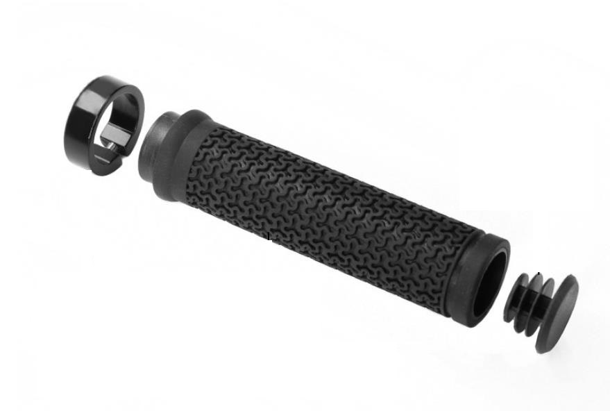 Cyklistické ergonomické gripy s uzamykacou objímkou ​​(1 pár) – čierne