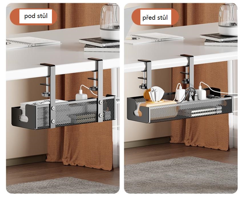 Organizér káblov pod stôl 34cm - čierny