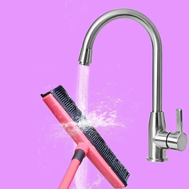 Gumová antistatická metla s teleskopickou násadou - červená