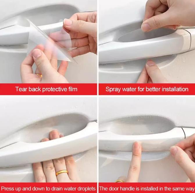 Ochranné samolepky pod kľučky dverí – priehľadný dizajn (4 ks)