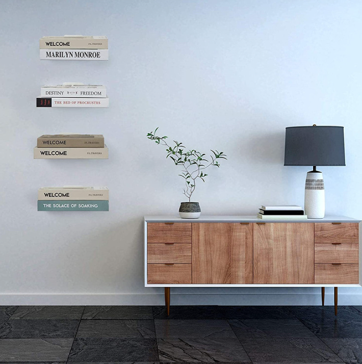 Kovová neviditeľná polička - čierna 1ks 130mm