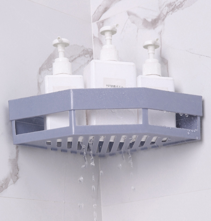 Rohová nástenná polička do kúpeľne - šedá