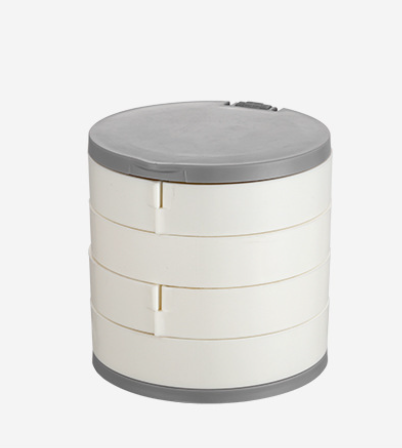 Štvorposchodová otočná šperkovnica so zrkadlom, biela