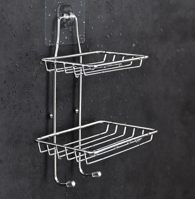 Nalepovací držiak mydla do sprchy dvojitý, nerez