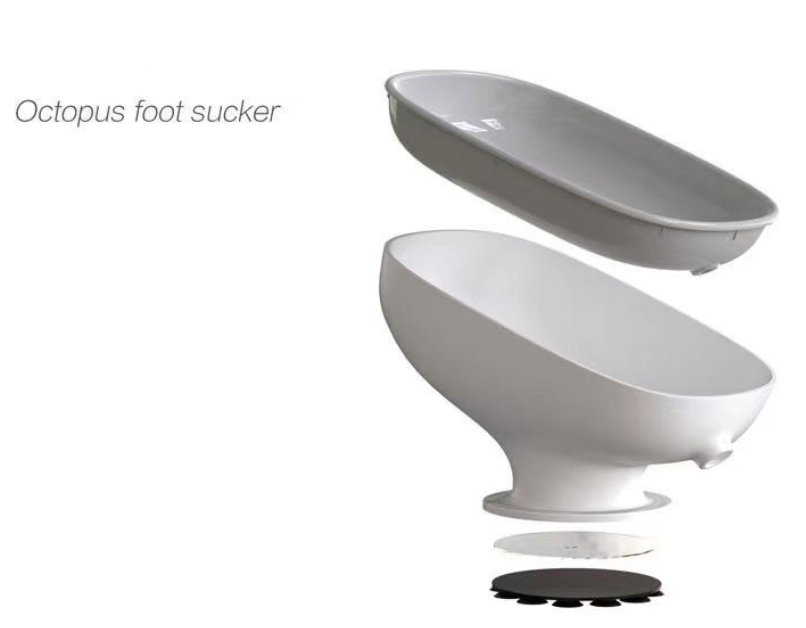 Držiak mydla s prísavkou a odtokom – šedá