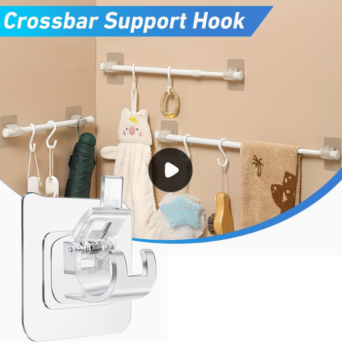 Samolepiaci držiak tyče / háčik – transparentný (2 ks)