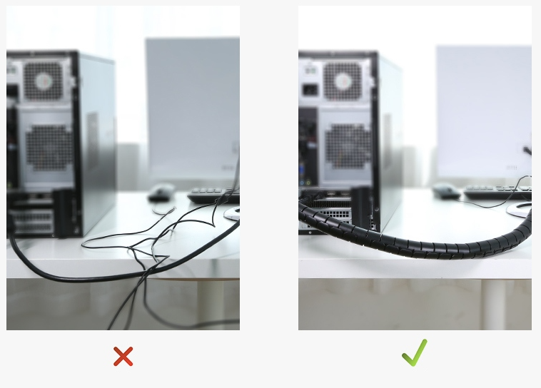 Špirálový organizér káblov (cable tube) – čierny, 2 m / Ø 22 mm