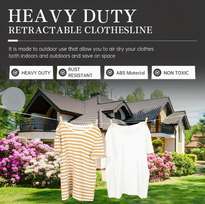 Navíjacia šnúra na bielizeň – 15 m + štipce