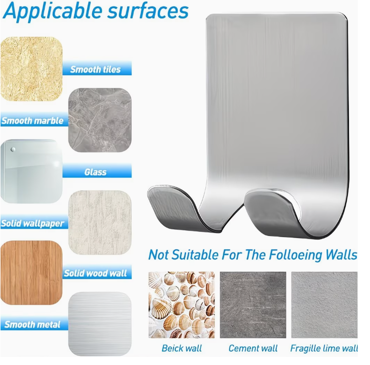 Samolepiaci držiak na holítko – nerez (1 ks)