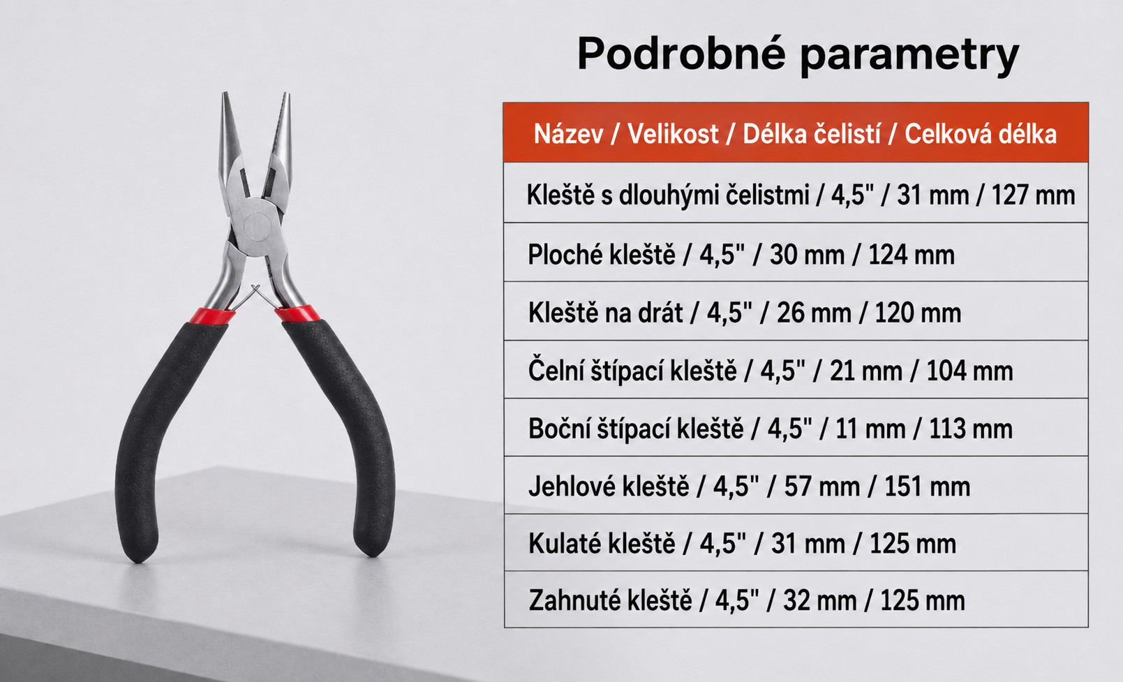 Sada mini klieští - 8 ks