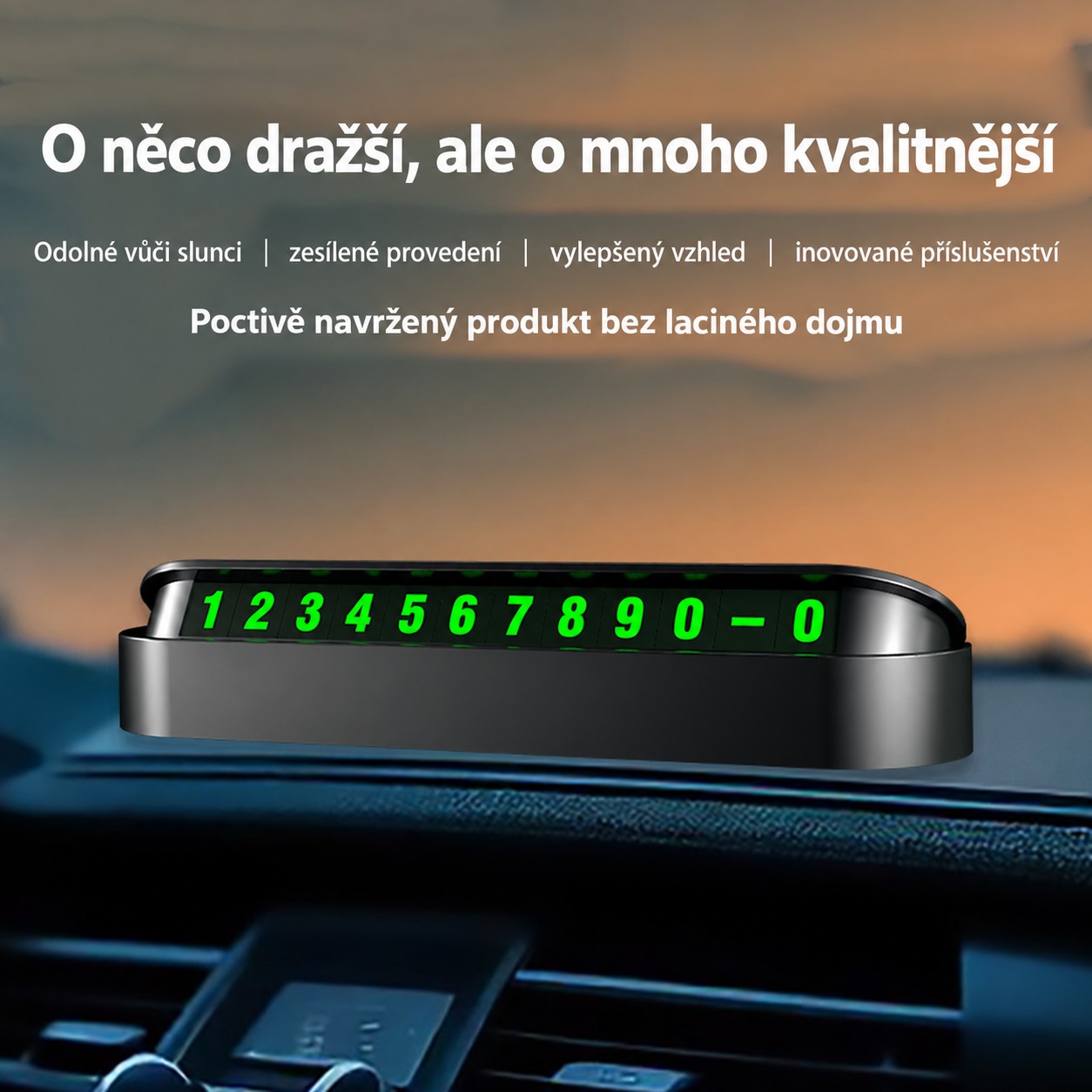 Parkovací displej s telefónnym číslom do auta – magnetické číslice, možnosť skrytia čísla