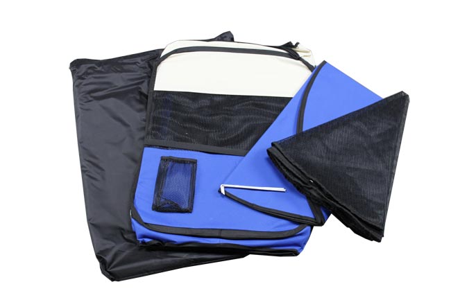 Klietka kruhová, skladacia, látková, výbehy, veľkosť XL, námornícka modrá