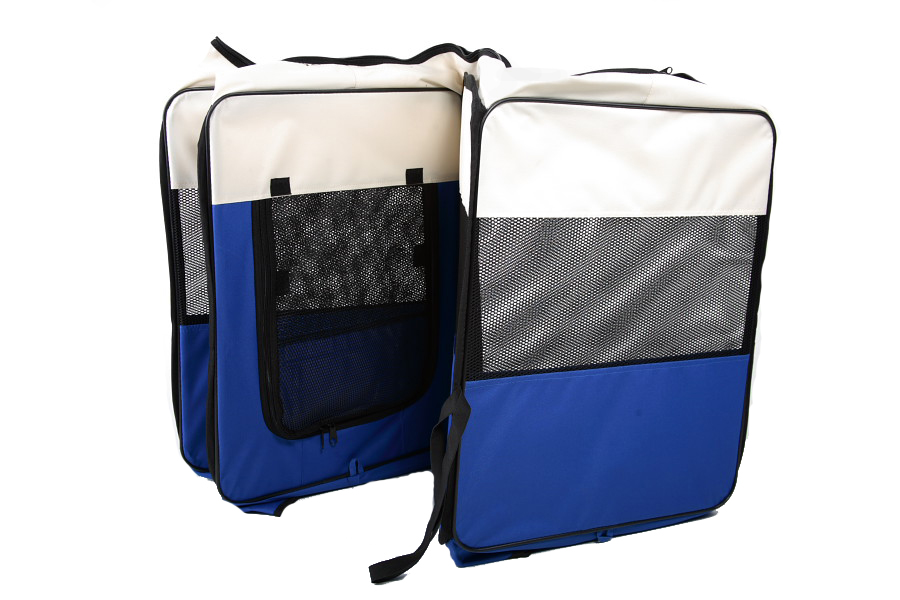 Klietka kruhová, skladacia, látková, výbehy, veľkosť L, tmavá modrá