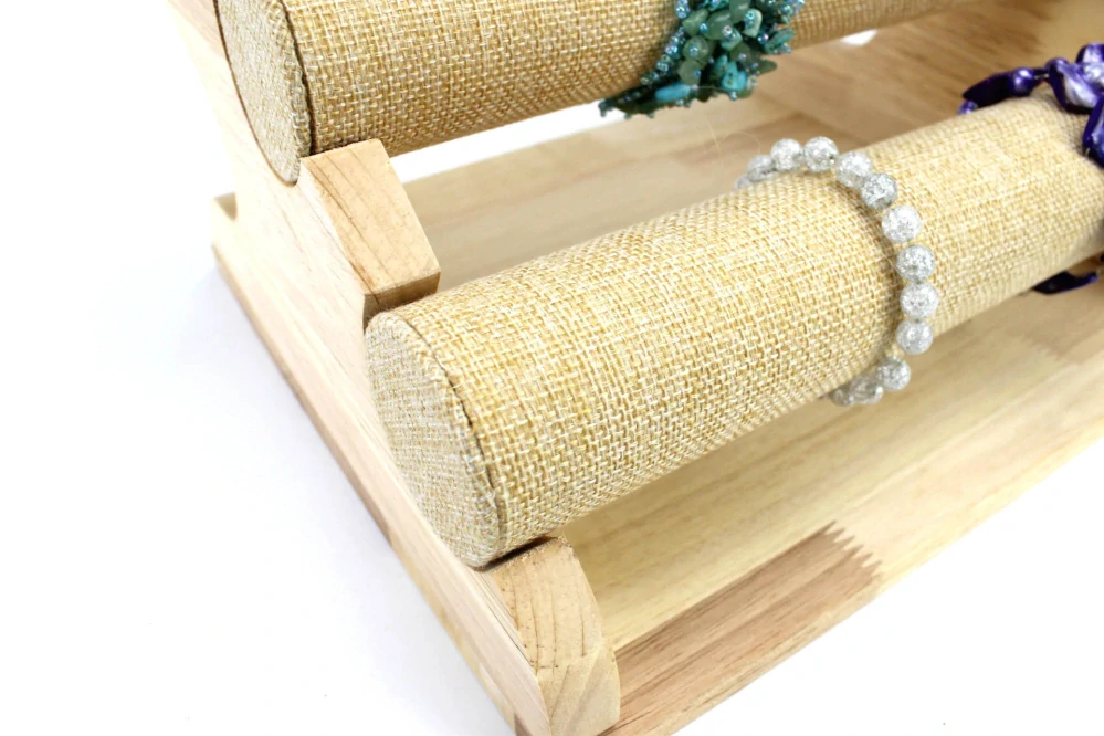 Stojanček, dekolt na náramky 3 poschodia sisálová textilia