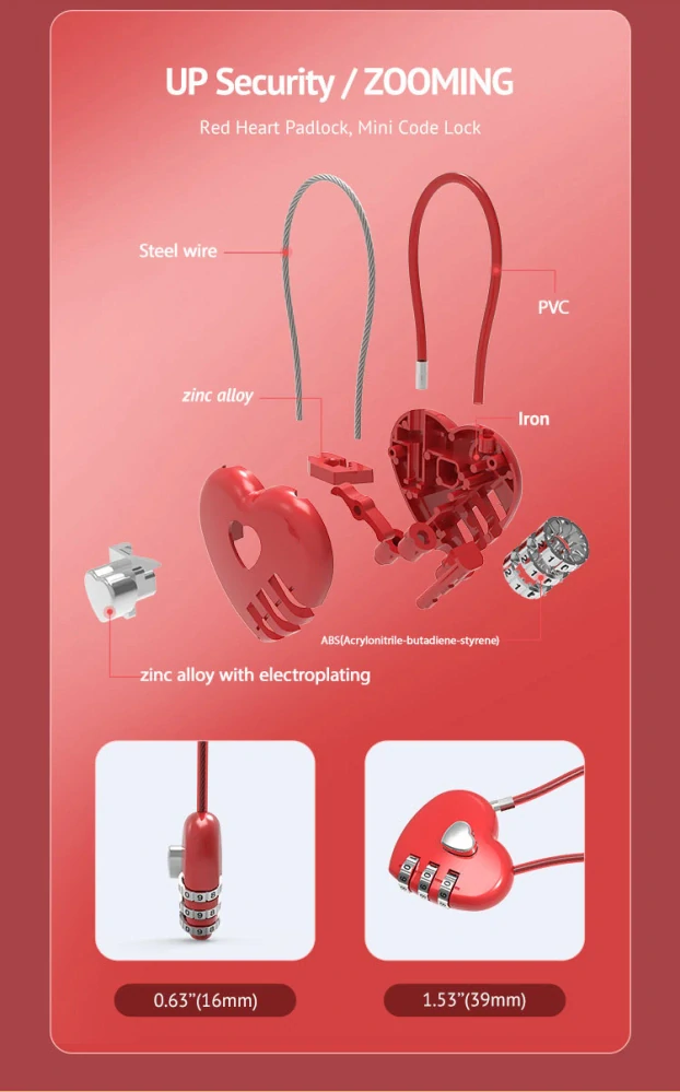 Lankový numerický zámok srdca čierny 30cm