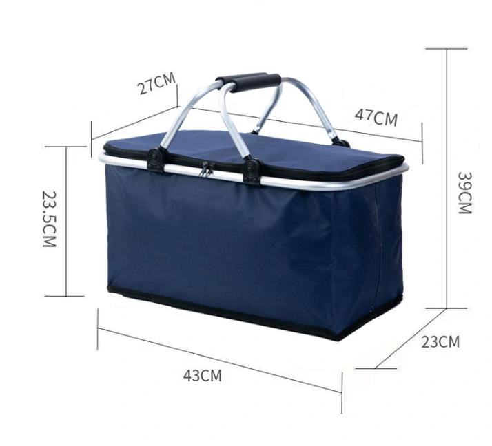 Nákupný, piknikový termo košík, oranžový kockovaný