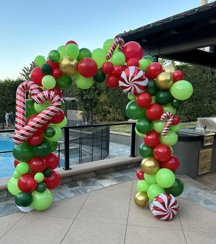 Párty balóniky, balóniková girlanda zeleno červené 144ks