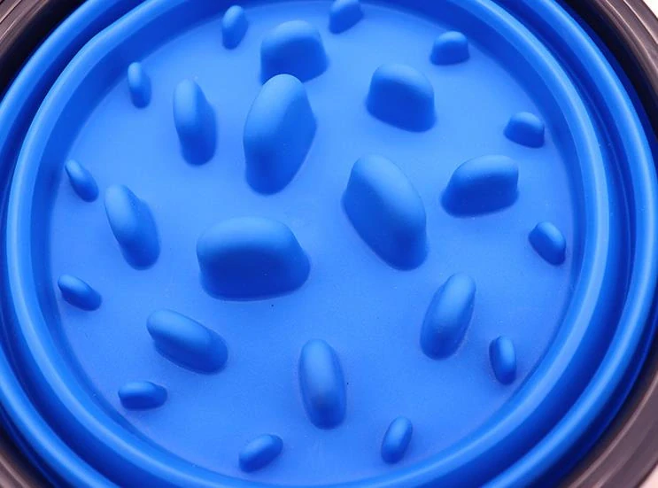 Silikónová skladacia miska proti hltaniu pre psa 1000ml modrá