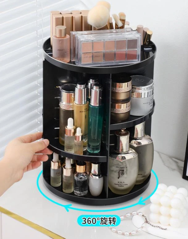 Otočný kozmetický organizér - čierny