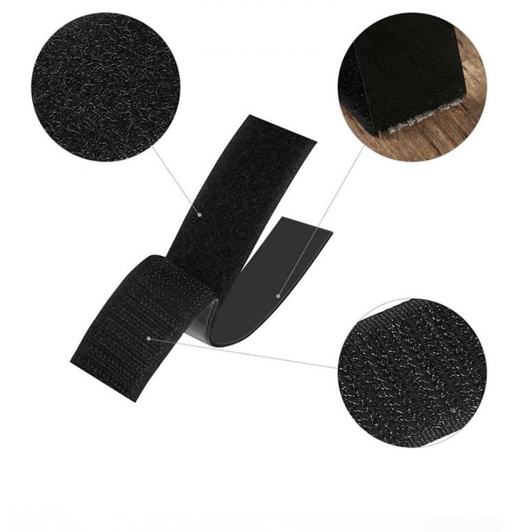 Samolepiace suchý zips (Velcro) – čierny, 3 × 10 cm, 10 ks