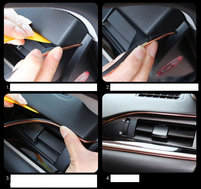 Dekoračná lišta do interiéru auta - červená 5m