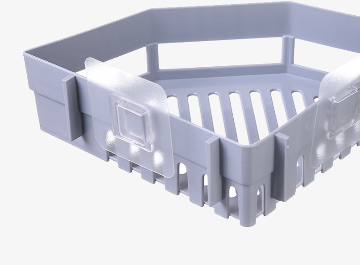 Rohová nástenná polička do kúpeľne - šedá