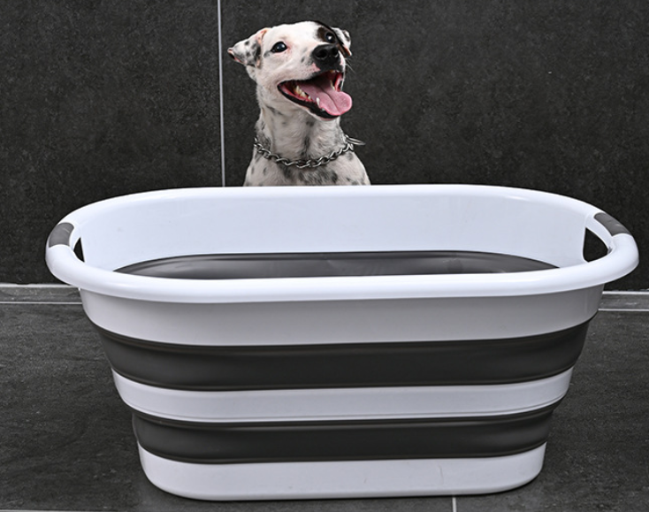 Skladací kôš na bielizeň - tmavo šedá / biela