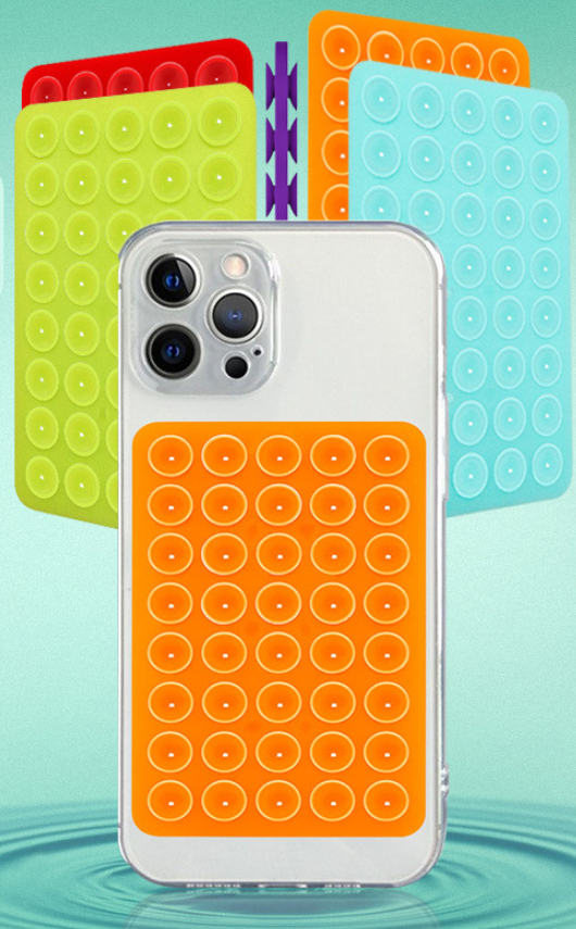 Obojstranná silikónová prísavka na mobil – čierna