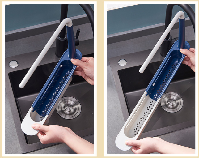 Odkvapkávací organizér na drez s držiakom na utierku – modrý