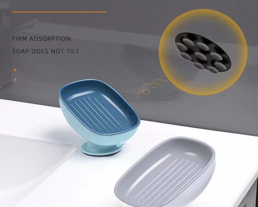 Držiak mydla s prísavkou a odtokom – šedá