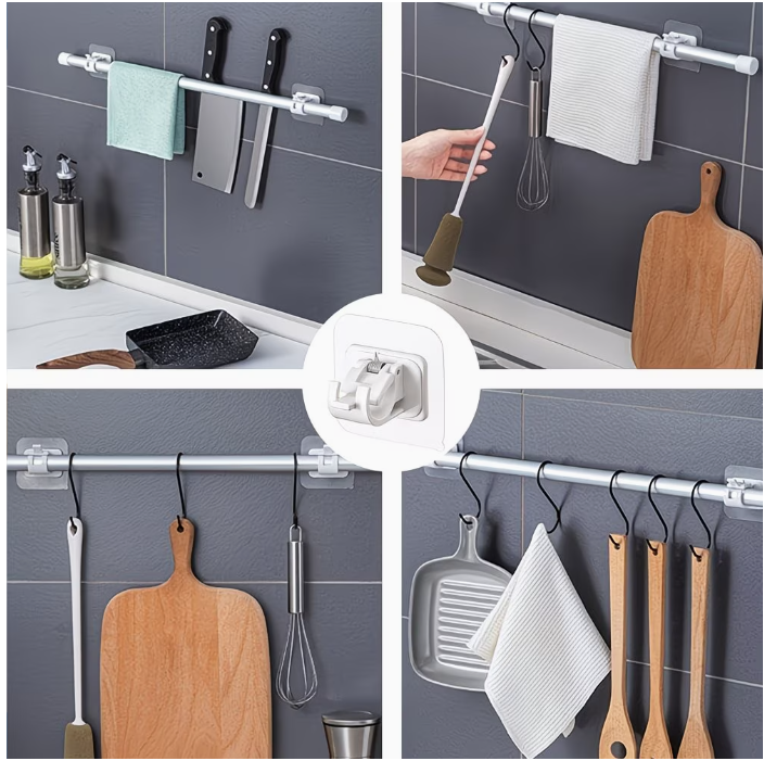 Samolepiaci držiak tyče / háčik – transparentný (2 ks)