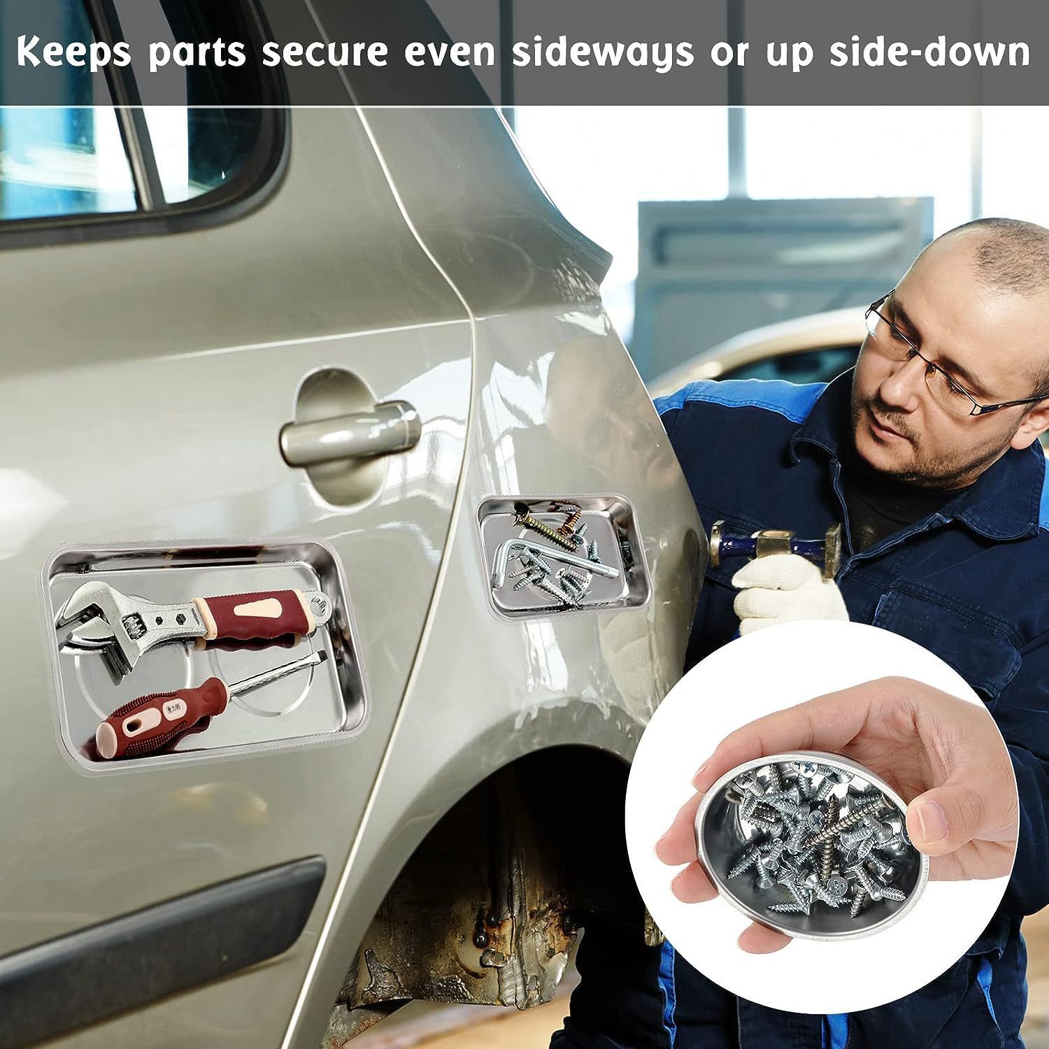 Magnetická miska na skrutky - nerezová 150x65mm