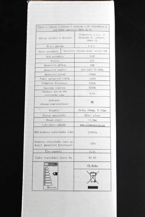 Špirálovo žiarivka 35W / 180W 5500K