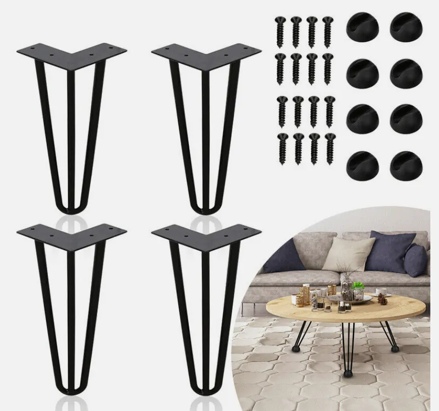 Nábytková noha Hairpin 350mm, 4 kusy, čierna