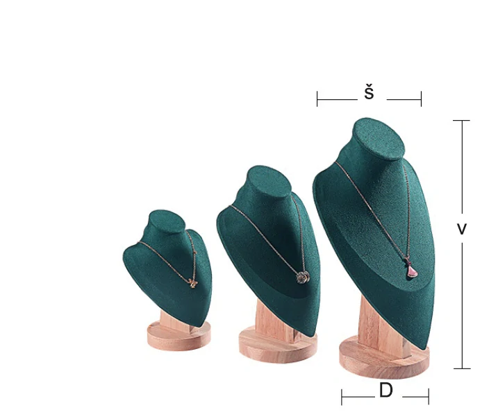 Stojanček, dekolt na šperky výška 24cm zelená