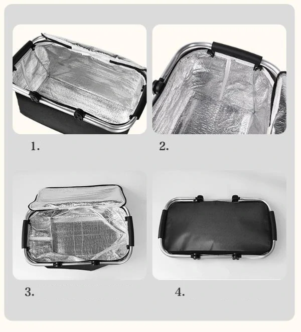 Nákupný, piknikový termo košík, oranžový kockovaný