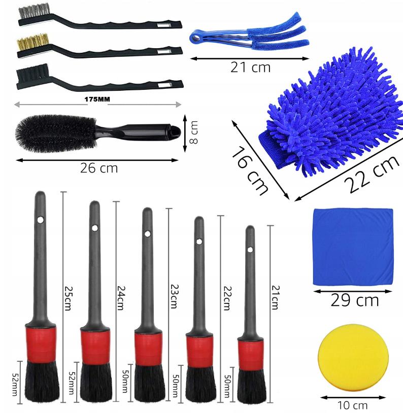 Sada štetcov a kefy na auto detailing 15ks