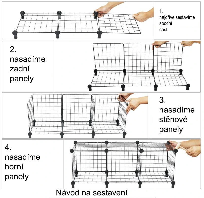 Modulárny policový regál 6 boxov - čierny