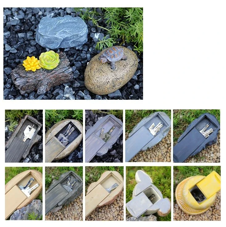 Schránka na kľúče / atrapa kameňa šedý s machom