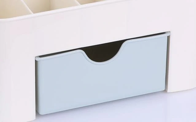 Organizér na kozmetiku s priehradkami, modrý šuplík