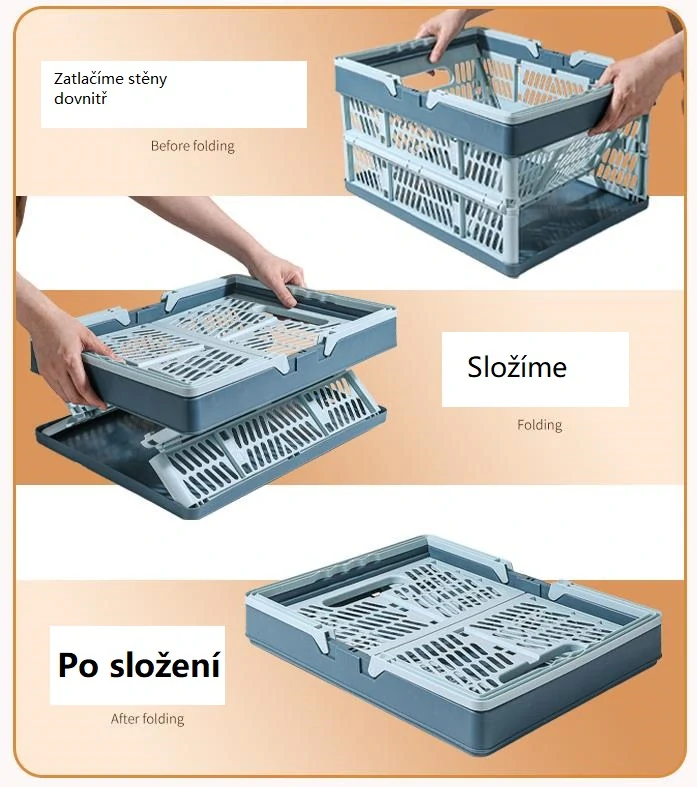 Nákupný košík skladací šedý