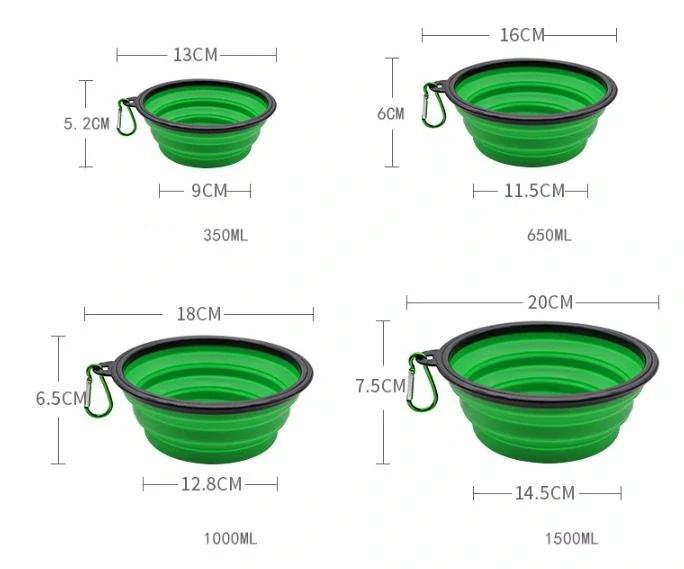Silikónová skladacia miska pre psa 1000ml zelená