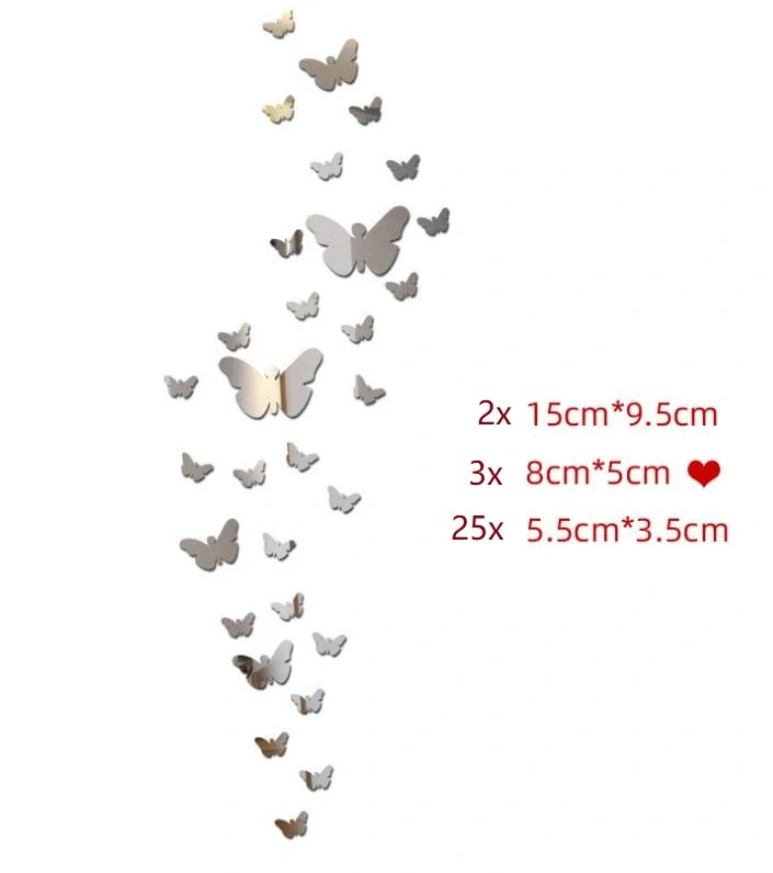 Súprava 30 kusov zrkadlových motýlikov čierna